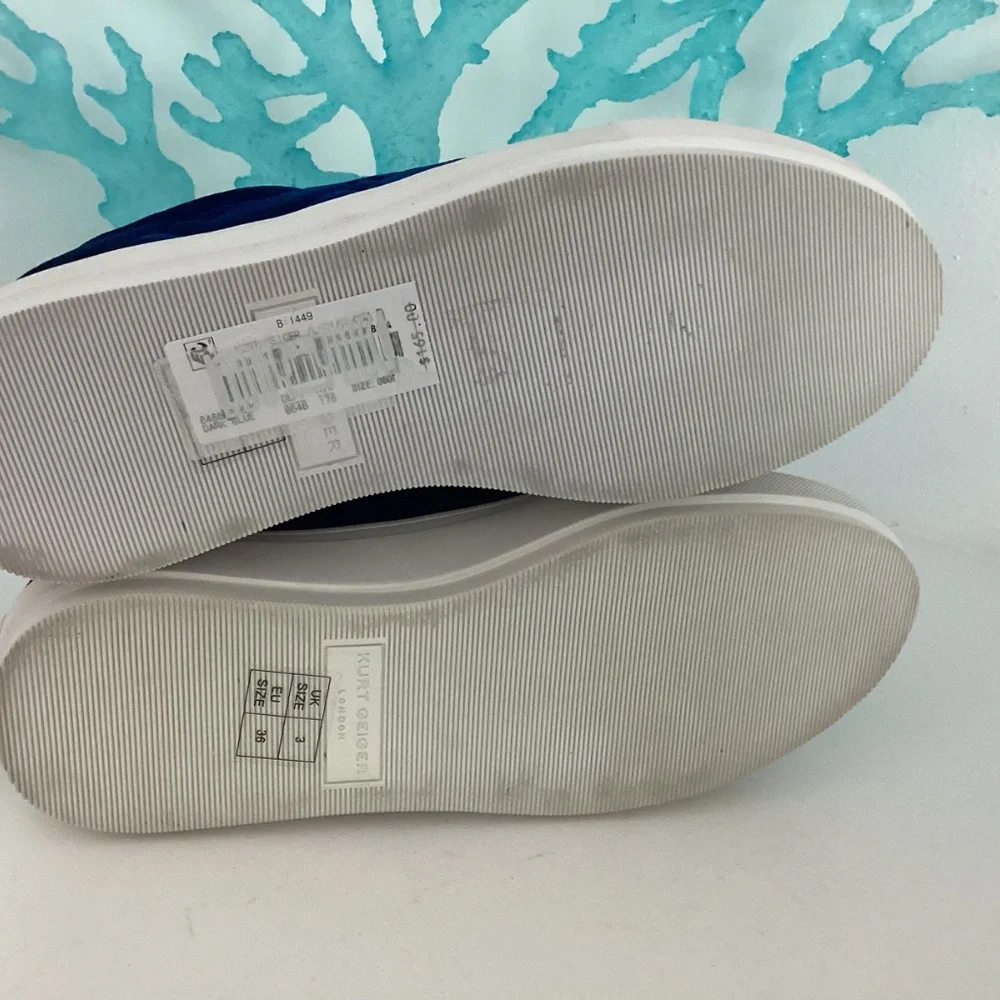 Womens Kurt Geiger London Liviah sneakers blue velevet crystal embellished Sz 6